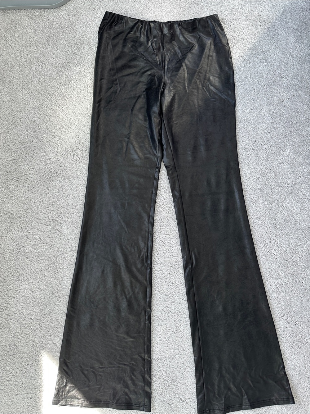 Y2K Von Mozart Vintage High Waist Liquid Faux Leather Look Bootcut Pant Leggings
